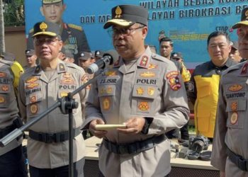 Apel dipimpin oleh Kadiv Humas Polri Irjen Johnny Eddizon Isir, Rabu (11/3/2025).