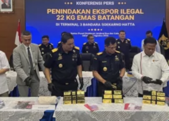 penyelundupan emas ilegal tujuan Hong Kong 22,31 kilogram