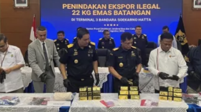 penyelundupan emas ilegal tujuan Hong Kong 22,31 kilogram