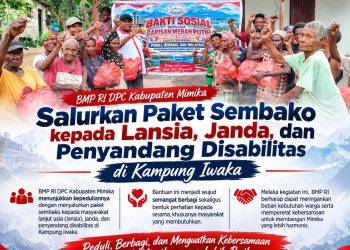 BMP RI DPC Kabupaten Mimika Salurkan Paket Sembako kepada Lansia, Janda, dan Penyandang Disabilitas di Kampung Iwaka