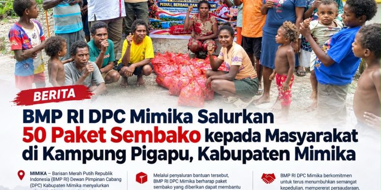 BMP RI DPC Mimika Salurkan 50 Paket Sembako kepada Masyarakat di Kampung Pigapu Kabupaten Mimika