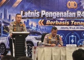 Gambar latihan teknis kendaraan patroli listrik Korlantas Polri